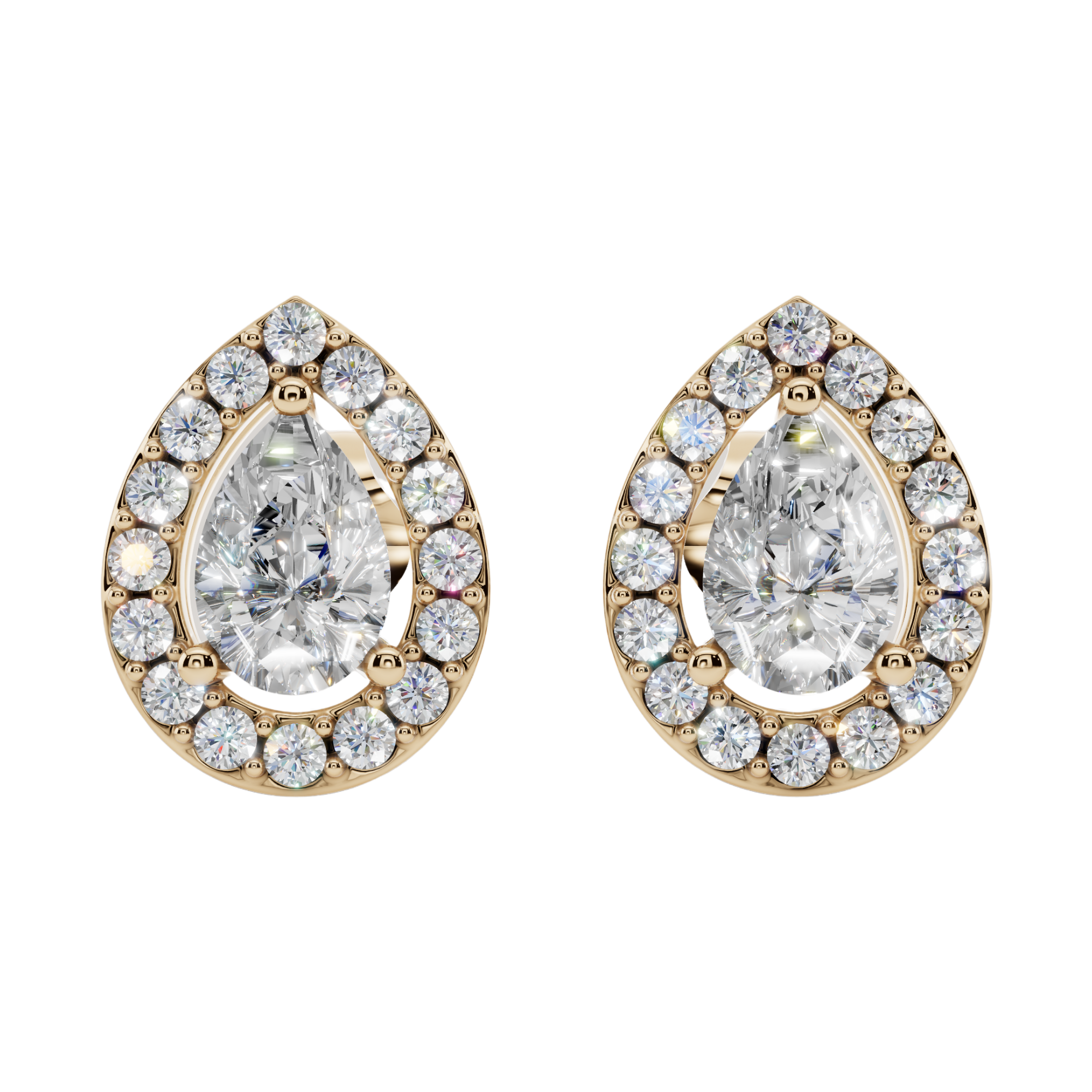 Classic Halo Solitaire Pear Earrings | Velmé