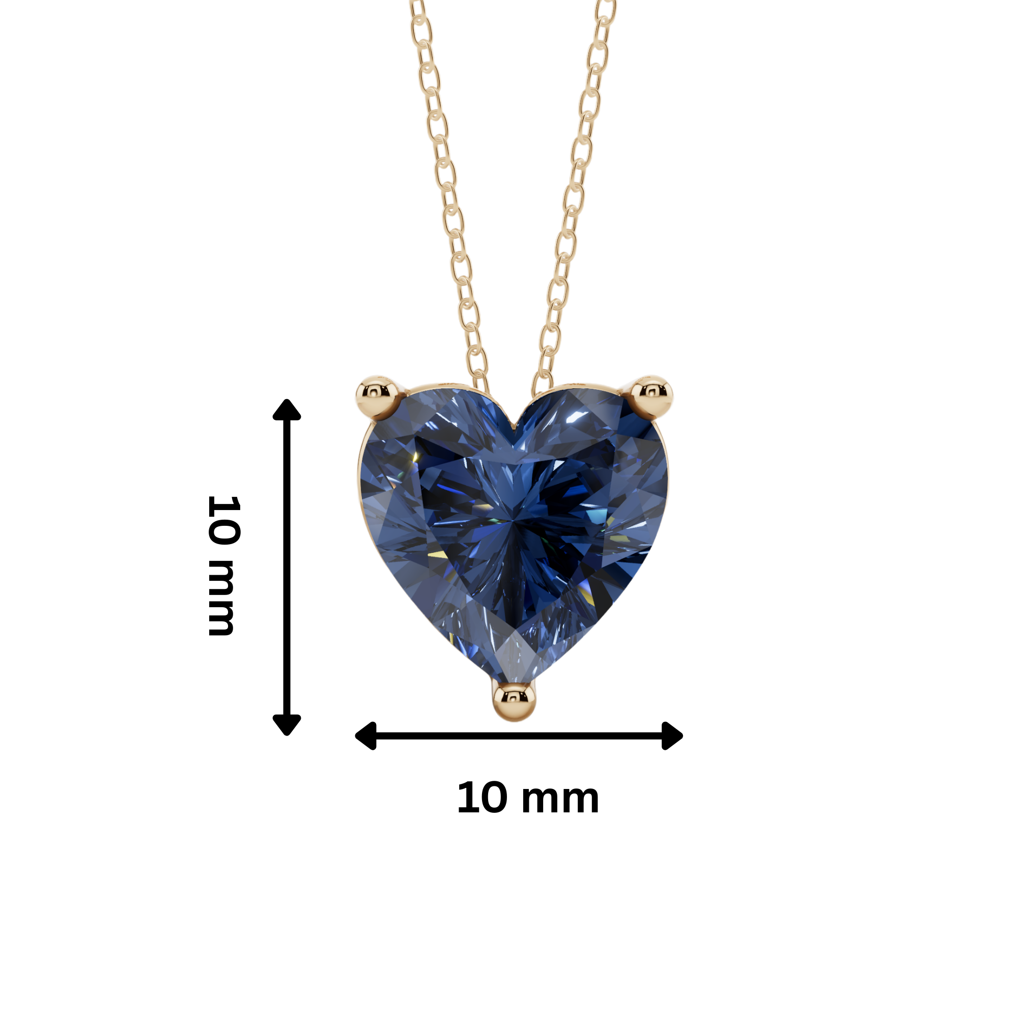Blue Heart Solitaire 925 Silver Necklace | Velmé