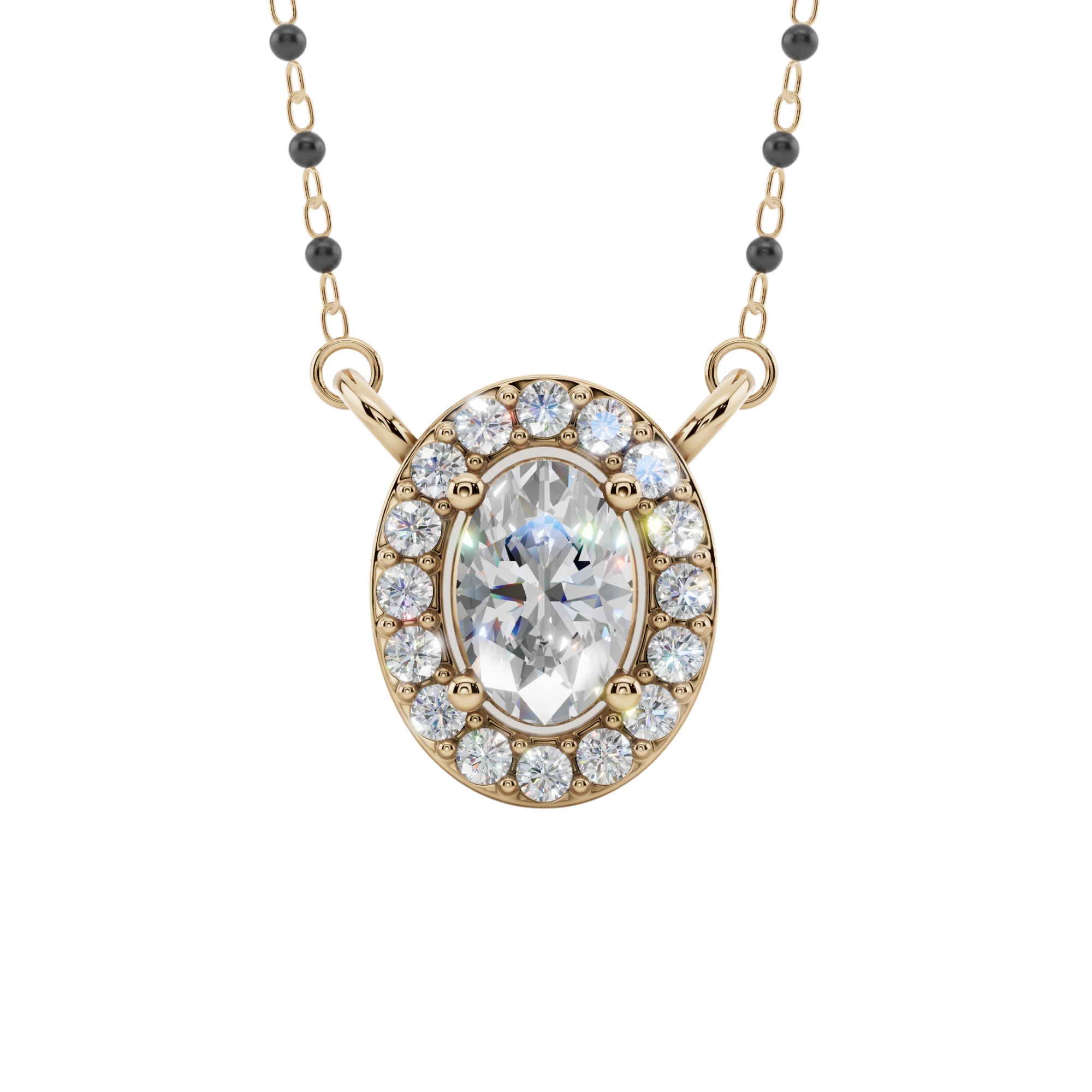 Elara Oval Halo 925 Mangalsutra | Velmé
