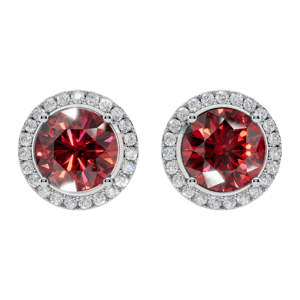 Queens Halo Solitaire Round Earrings | Velmé