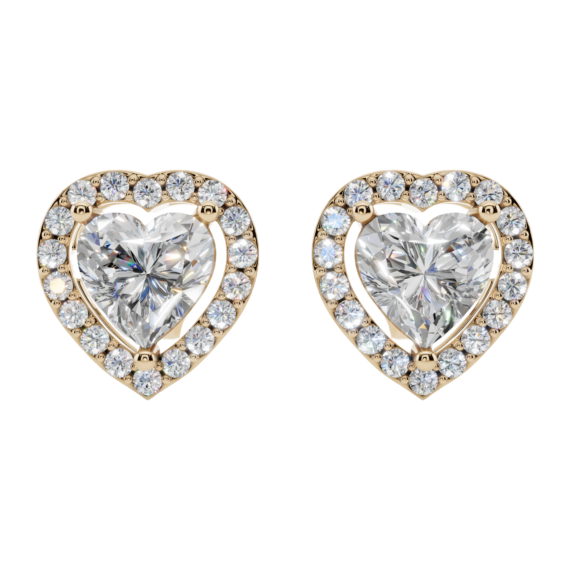 Classic Halo Solitaire Heart Earrings | Velmé