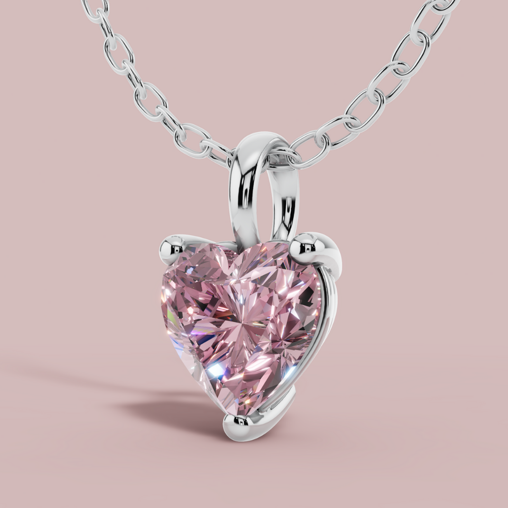 Signature Pink Heart Solitaire 925 Pure Silver Necklace My Store