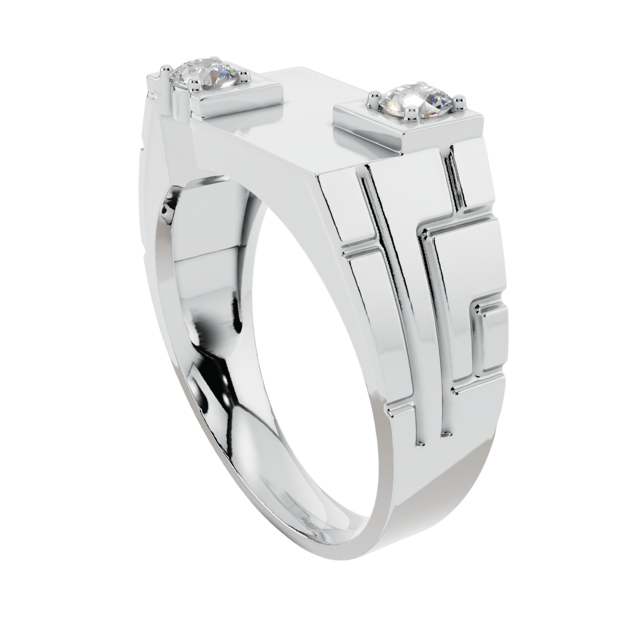 VELMÉ Duo 925 Silver Men’s Diamond-Style Statement Ring | Velmé