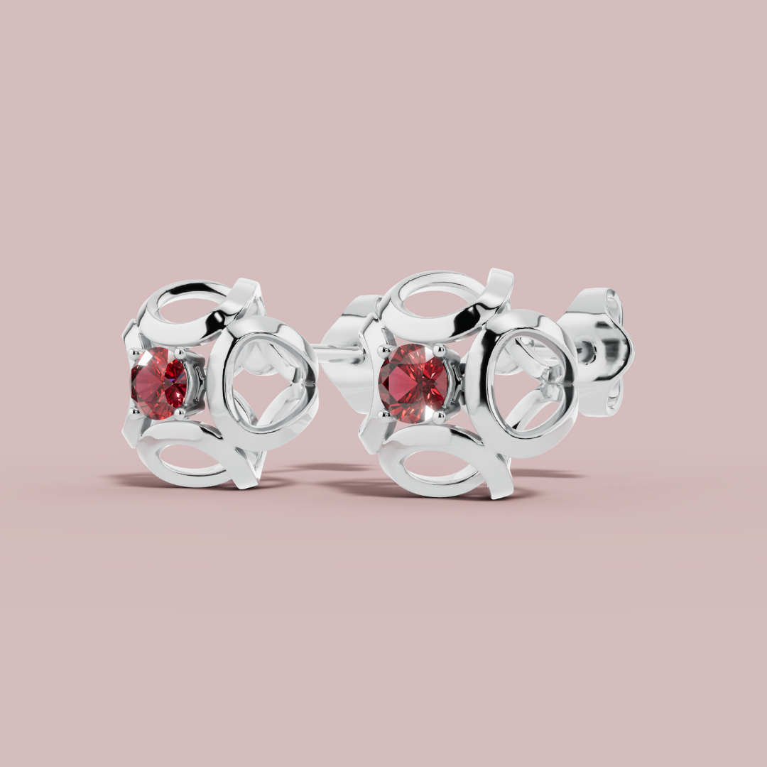 Celestial Red 925 Pure Silver Stud Earrings My Store