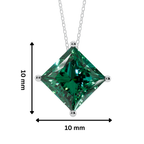 Green Bold Princess Solitaire 925 Silver Necklace | Velmé