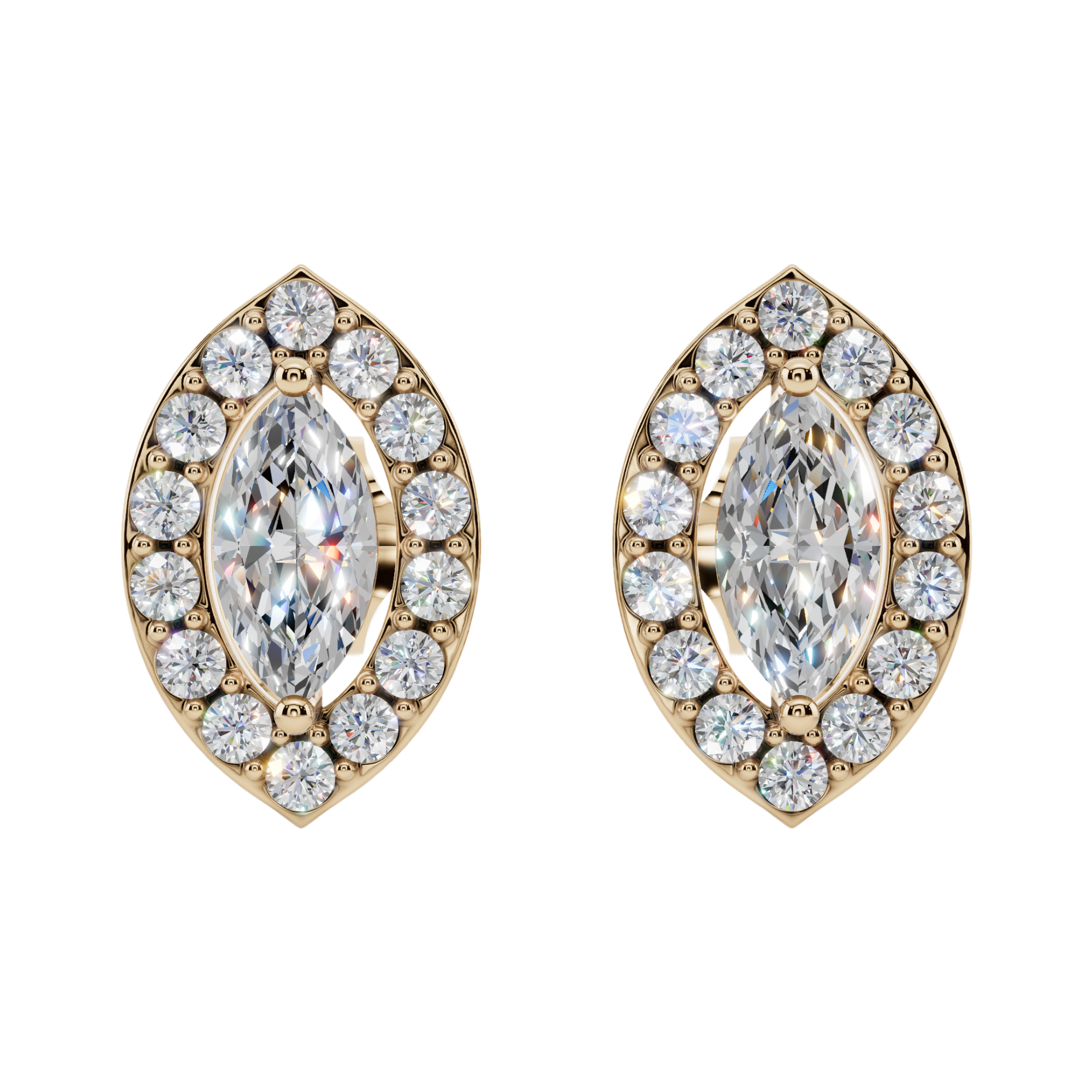 Classic Halo Solitaire Marquise Earrings | Velmé