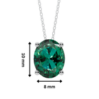Green Oval Solitaire 925 Silver Necklace | Velmé