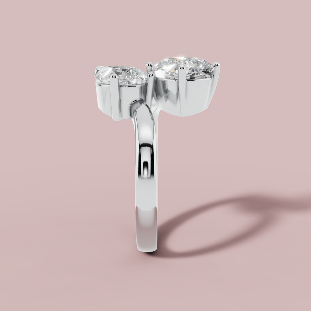 Pear & Cushion Dual Solitaire 925 Pure Silver  Ring My Store