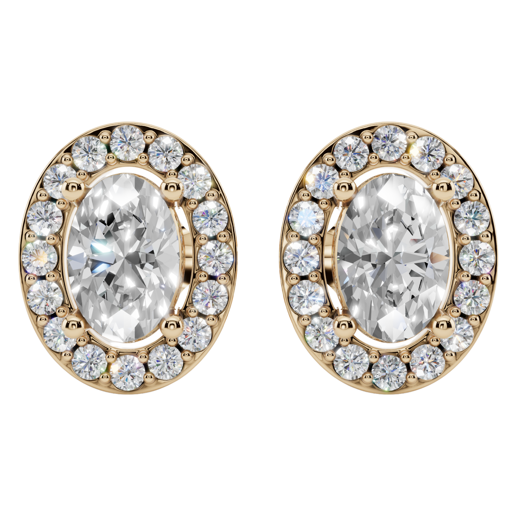 Classic Halo Solitaire Oval Earrings | Velmé