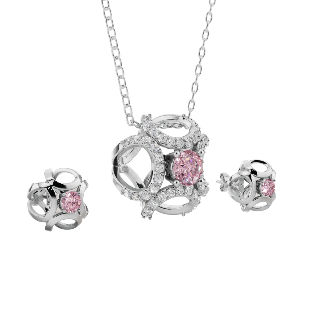 VELMÉ Pink Fiona Necklace Set | 925 Sterling Silver