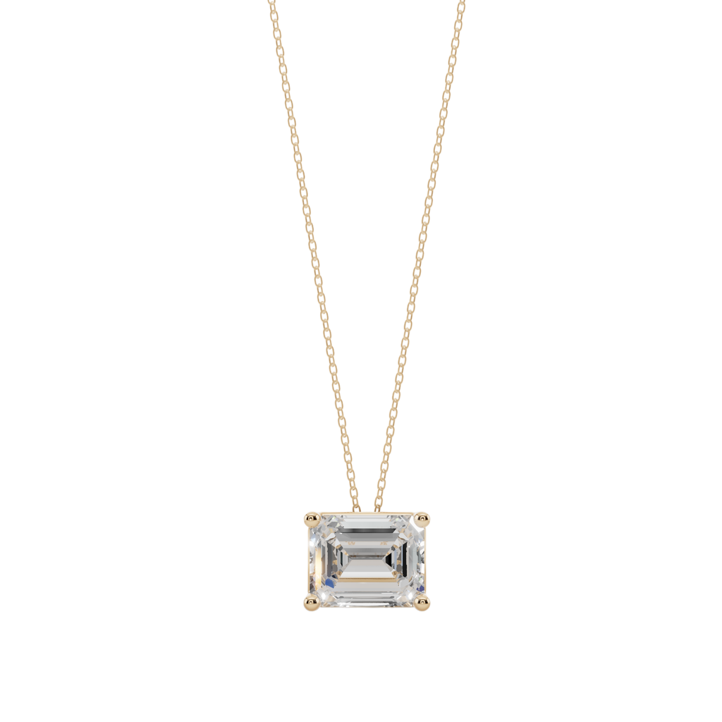 Luxe Emerald-Cut Solitaire 925 Silver Necklace | Velmé
