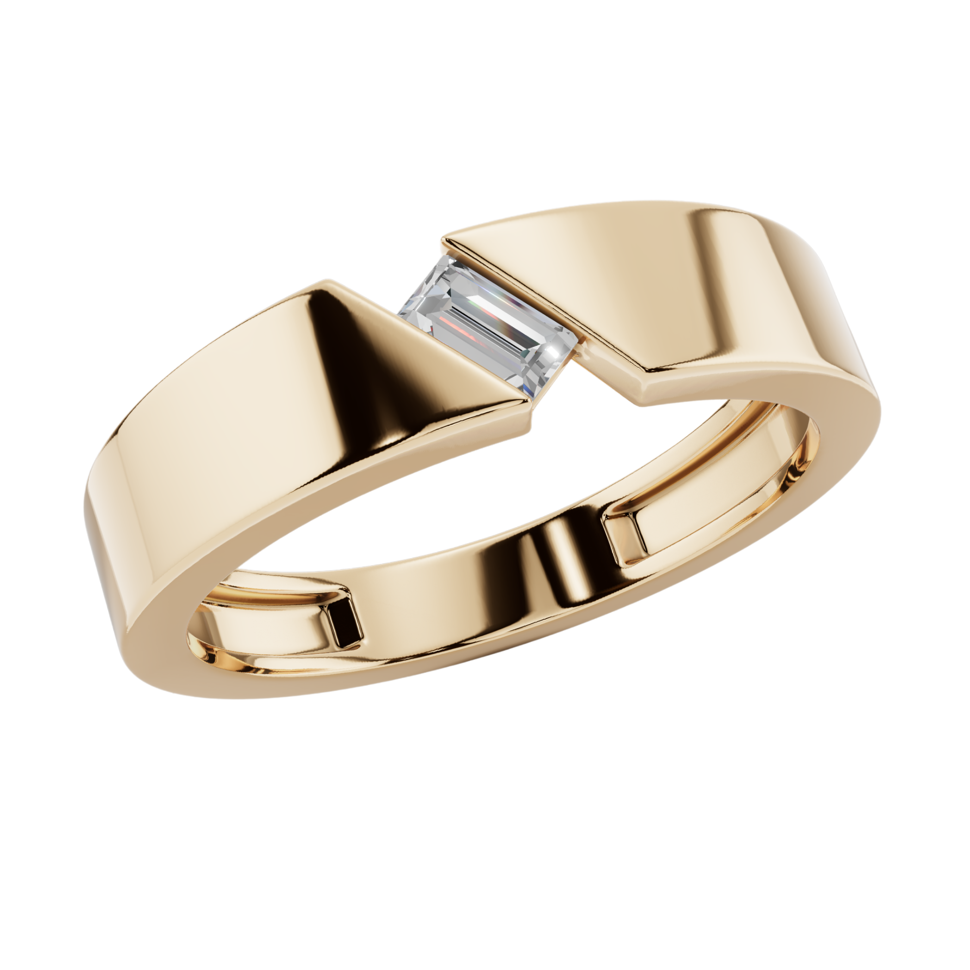 Modern Baguette Cut Men’s 925 Silver Ring | Velmé