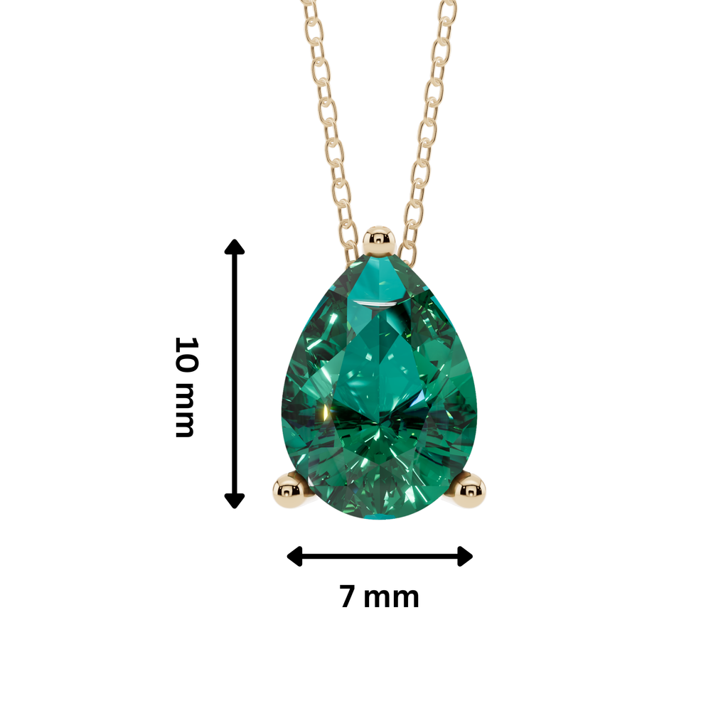 Green Pear Solitaire 925 Silver Necklace | Velmé