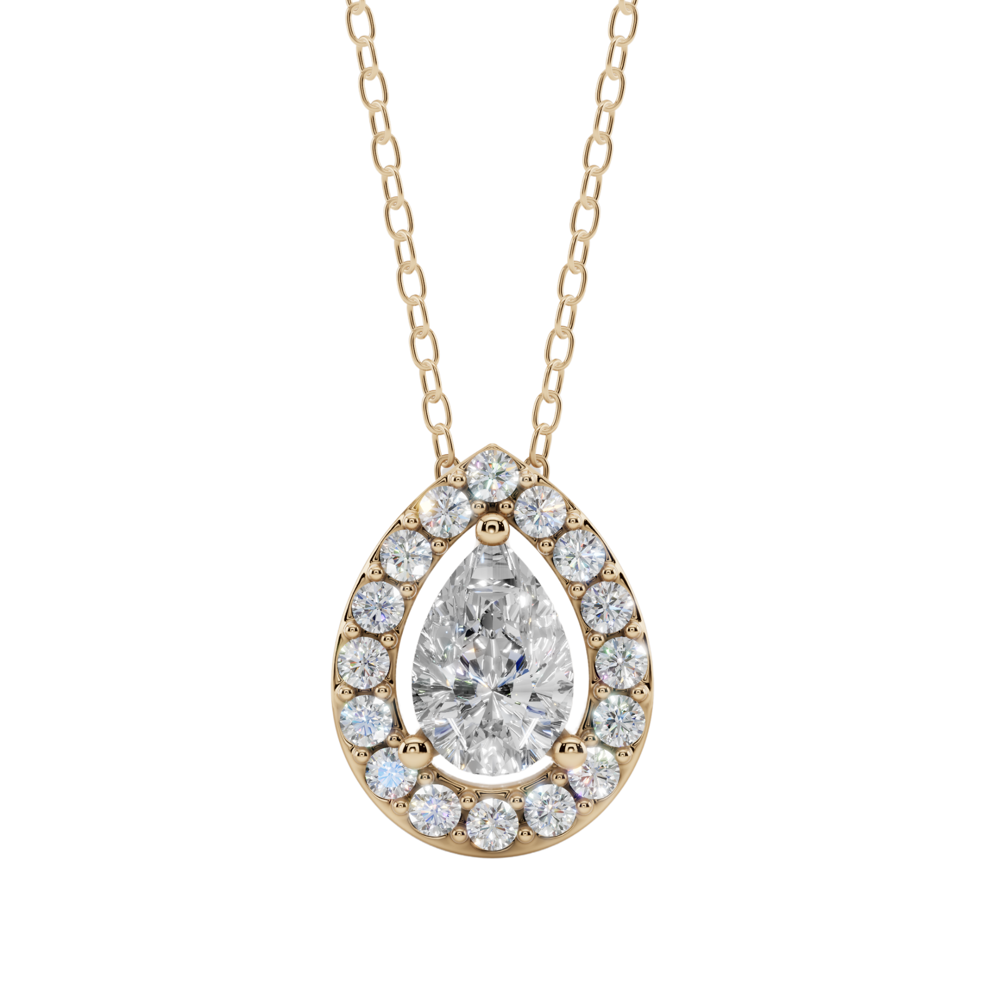 Halo Pear Pendant Necklace| Velmé