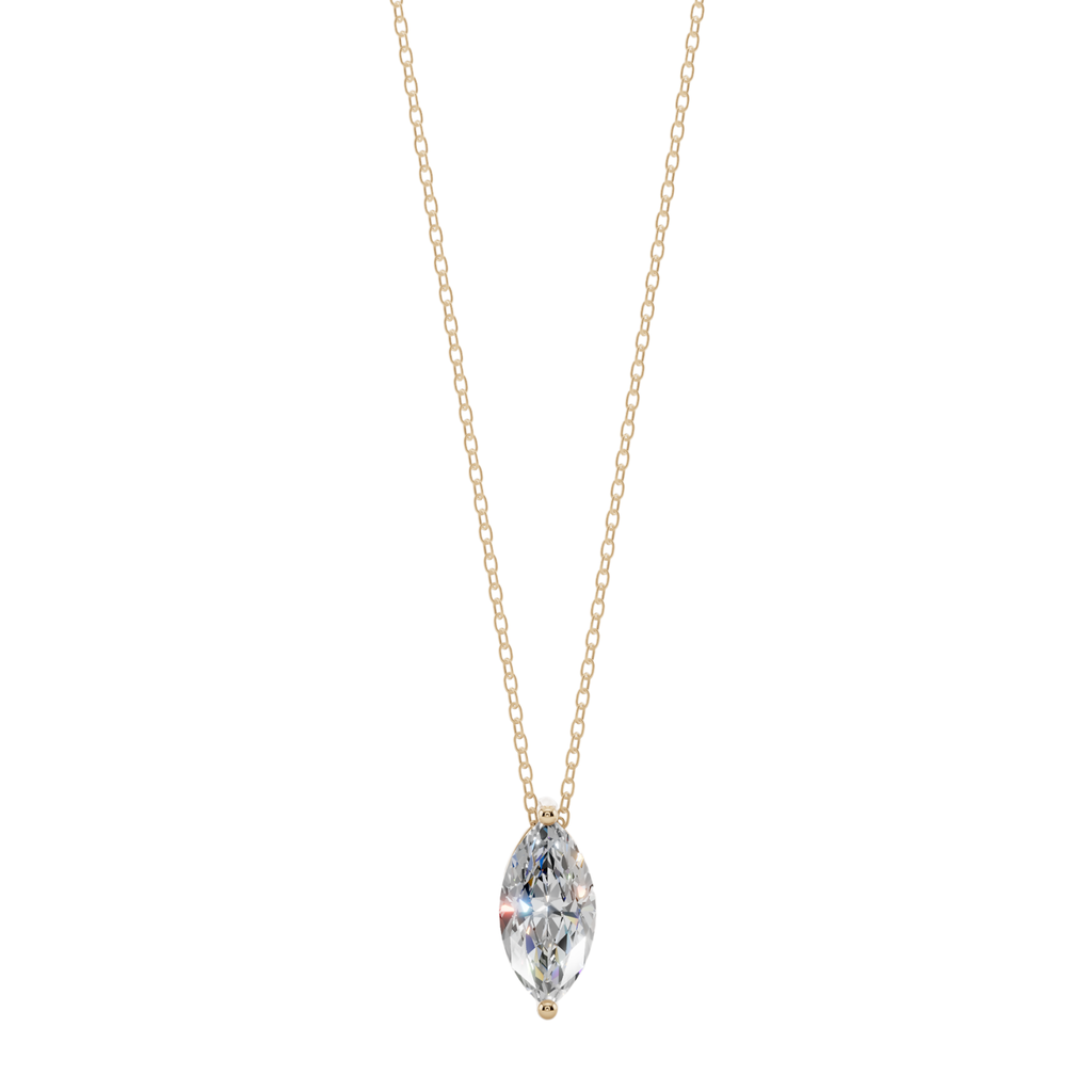 Graceful Marquise Solitaire 925 Silver Necklace | Velmé