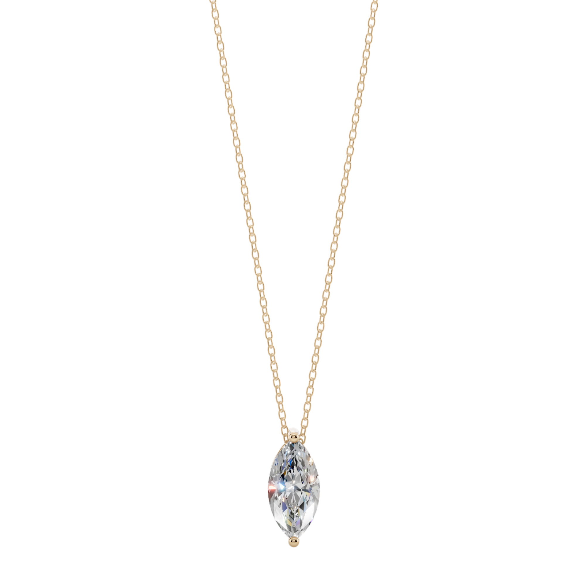Graceful Marquise Solitaire 925 Silver Necklace | Velmé