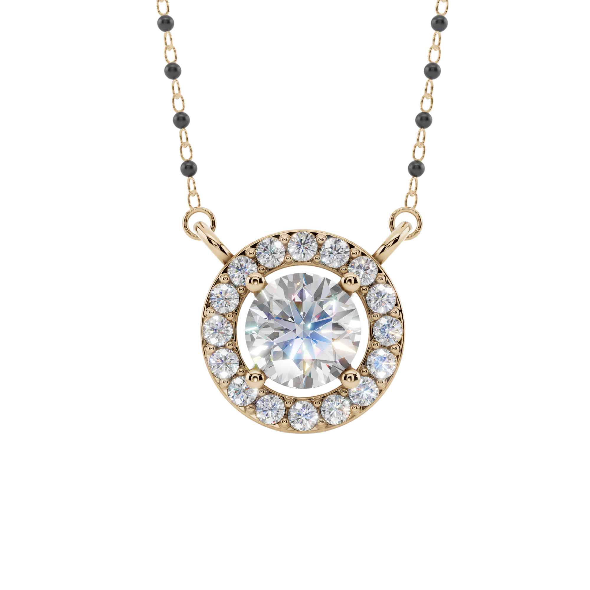 Stella Round Halo 925 Silver Mangalsutra | Velmé