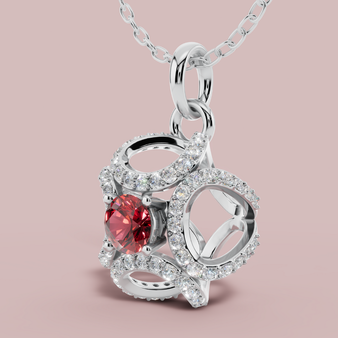 Amara Red Solitaire 925 Pure Silver Necklace My Store