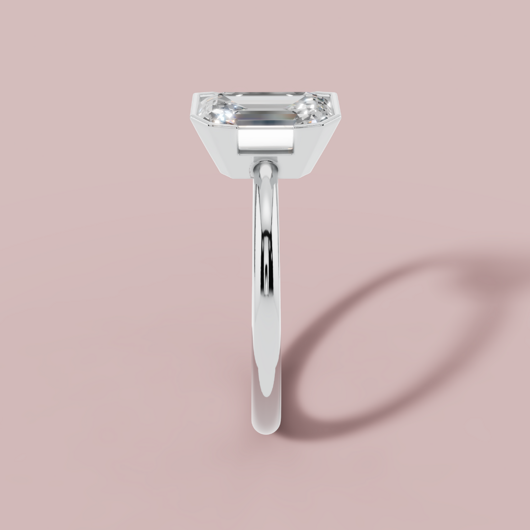 Half Bezel Radiant Solitaire 925 Pure Silver Ring My Store