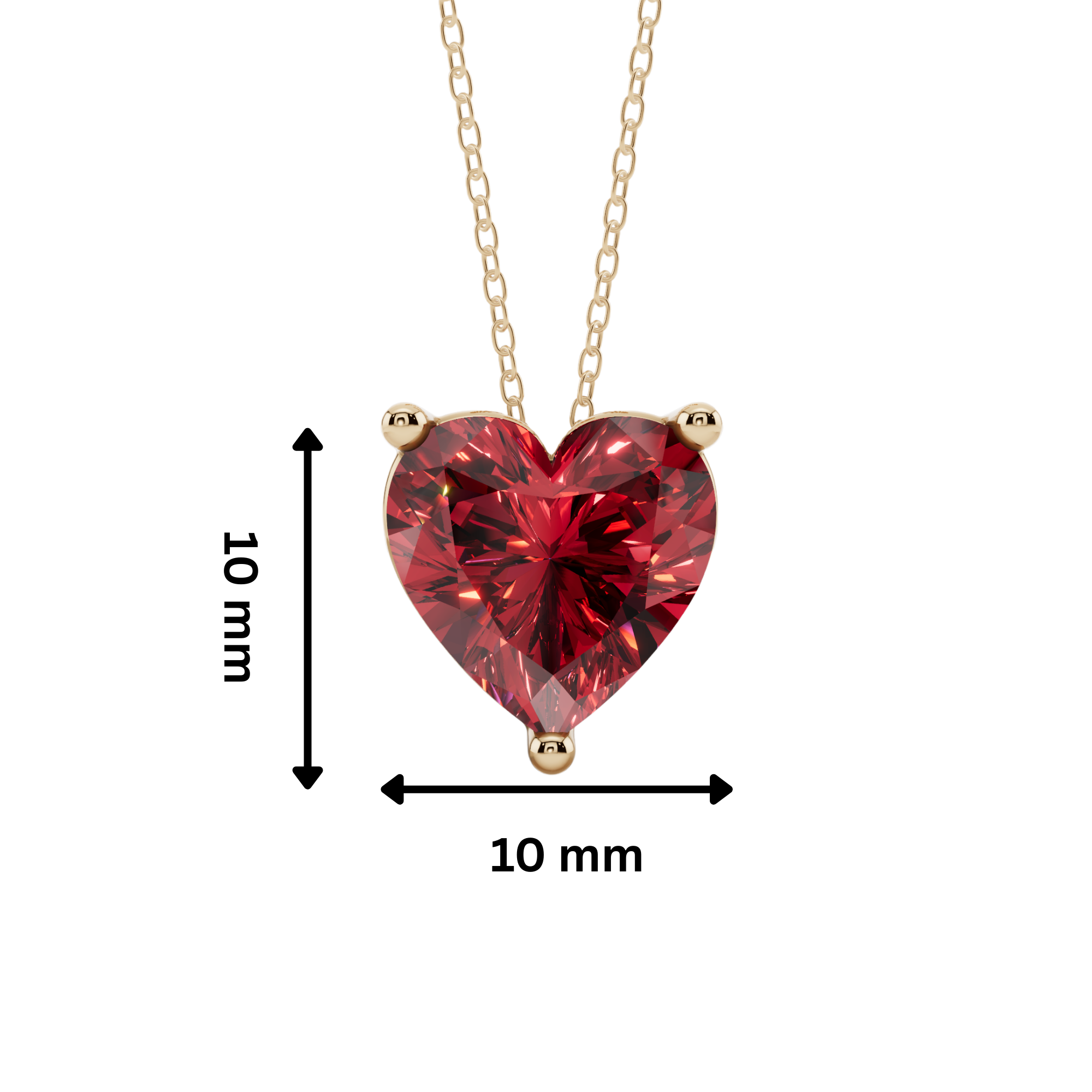 Red Heart Solitaire 925 Silver Necklace | Velmé
