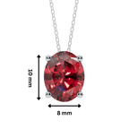Red Oval Solitaire 925 Silver Necklace | Velmé