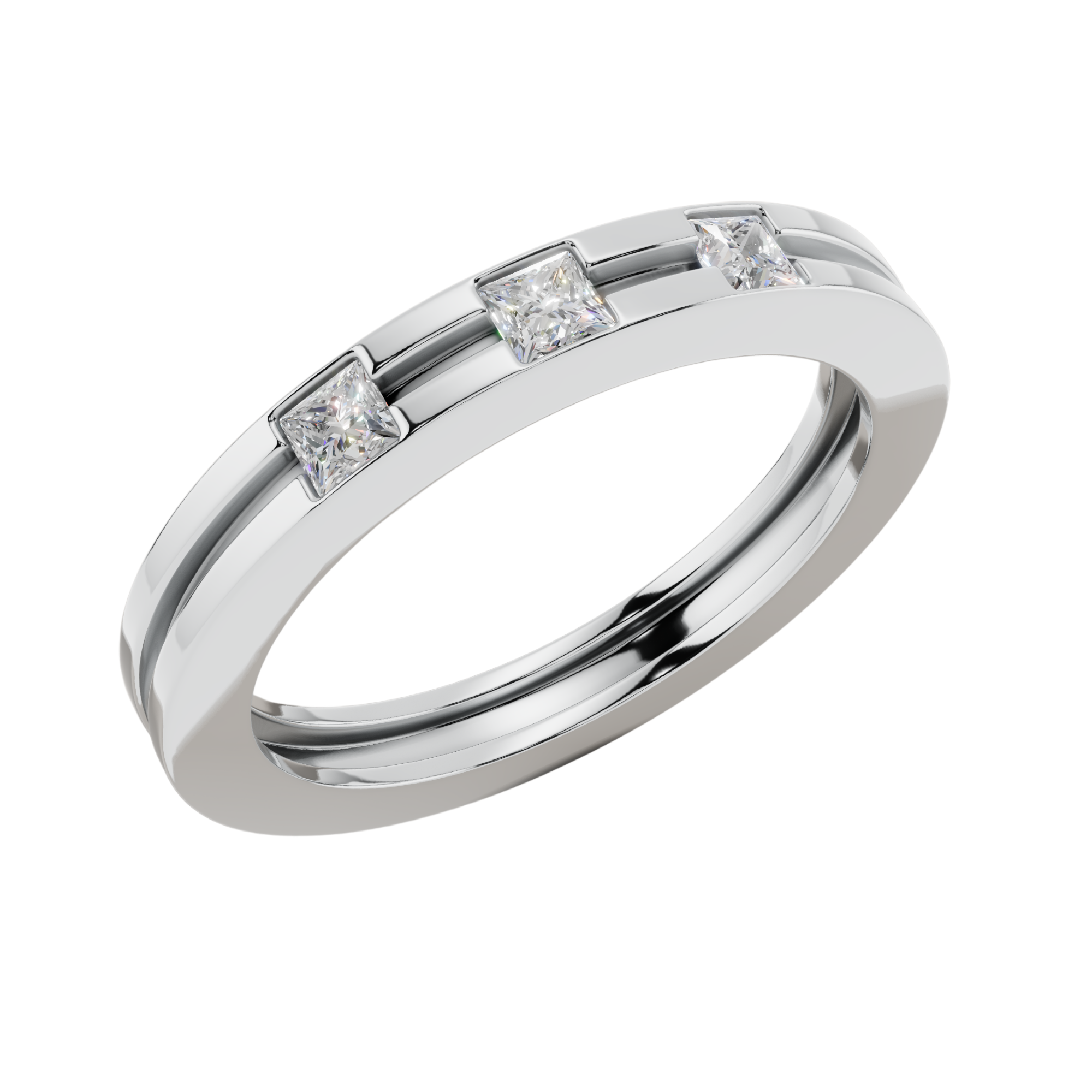 Trinity Princess Cut Men’s 925 Silver Ring | Velmé