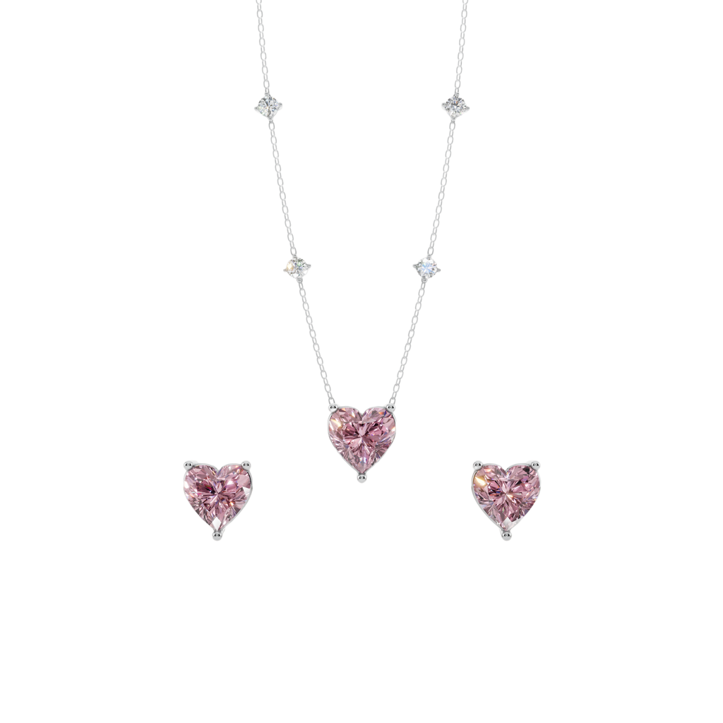 Blush Heart Solitaire Necklace Set | 925 Sterling Silver