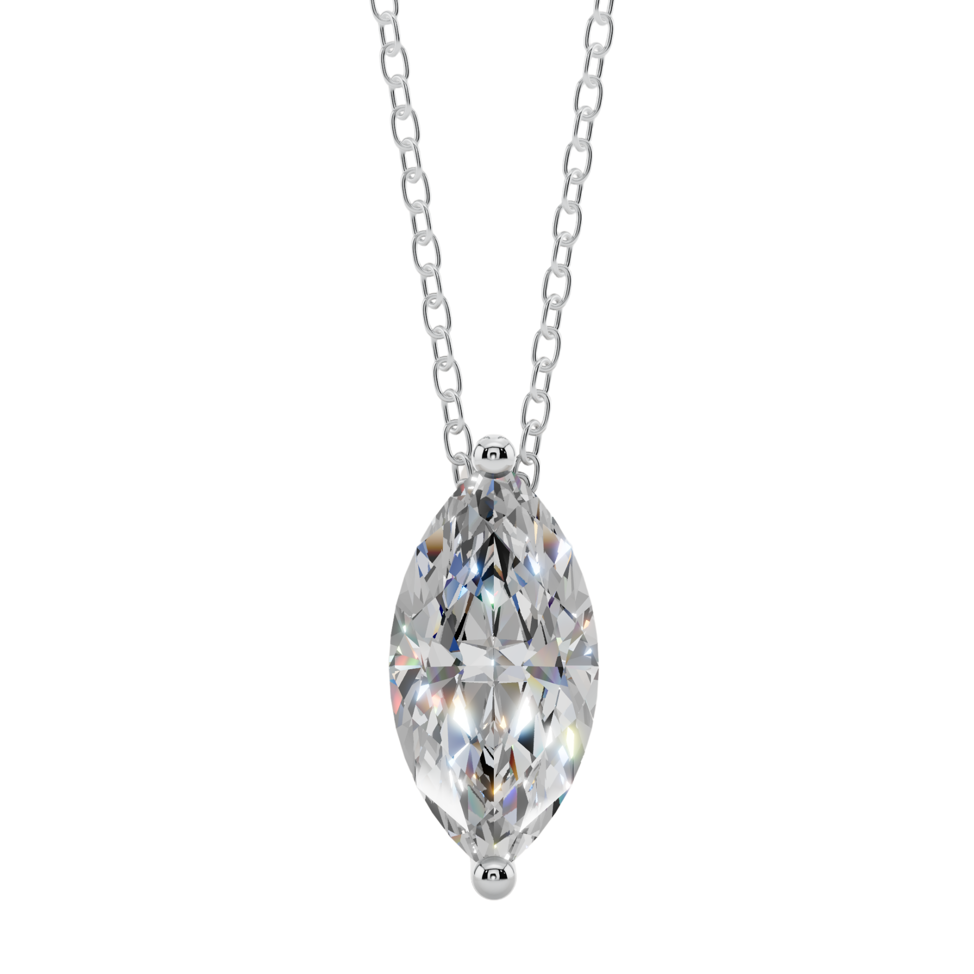Graceful Marquise Solitaire 925 Silver Necklace | Velmé