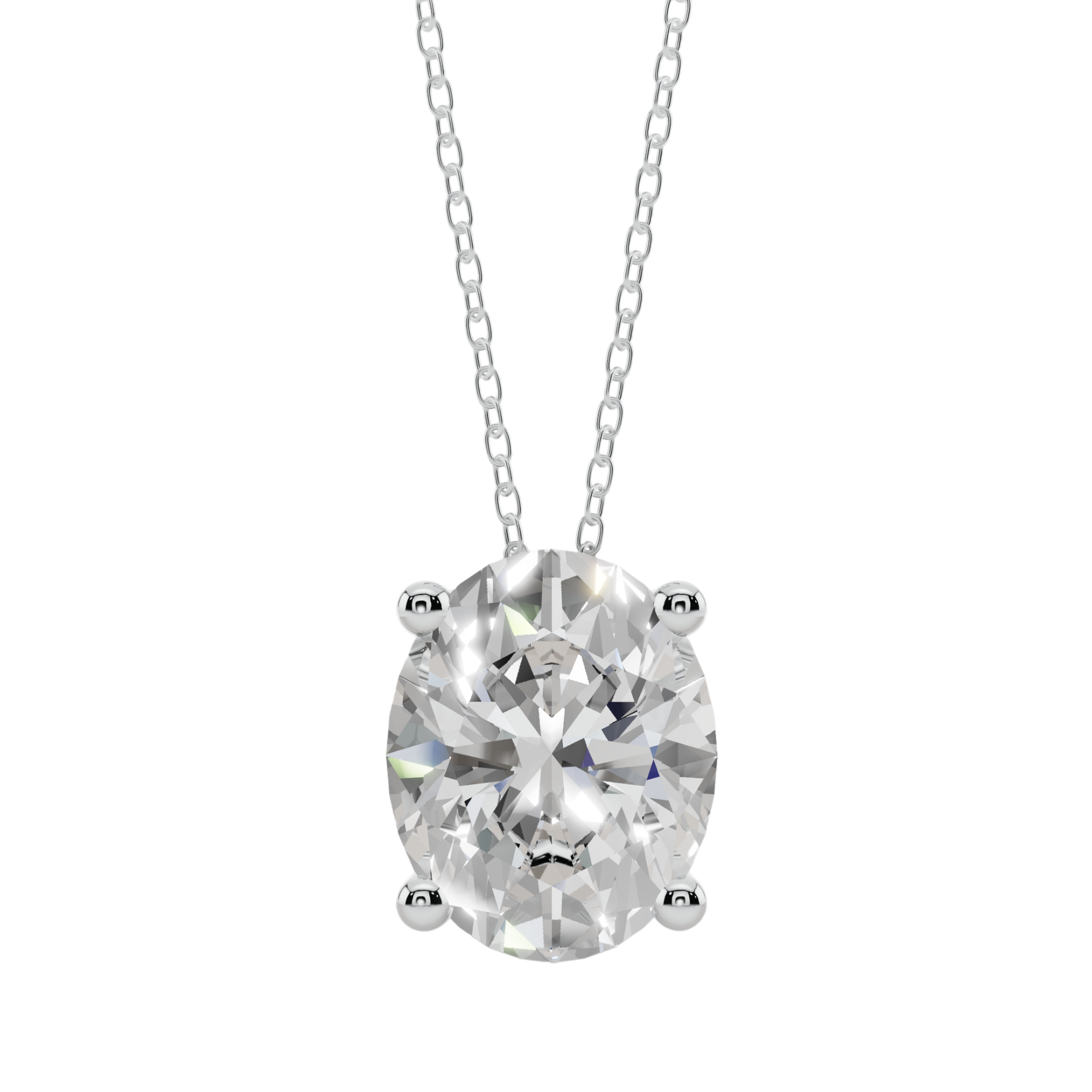 Radiant Oval Solitaire 925 Silver Necklace | Velmé