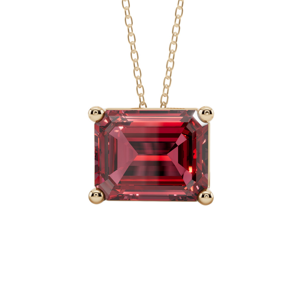 Red Emerald Solitaire 925 Silver Necklace | Velmé