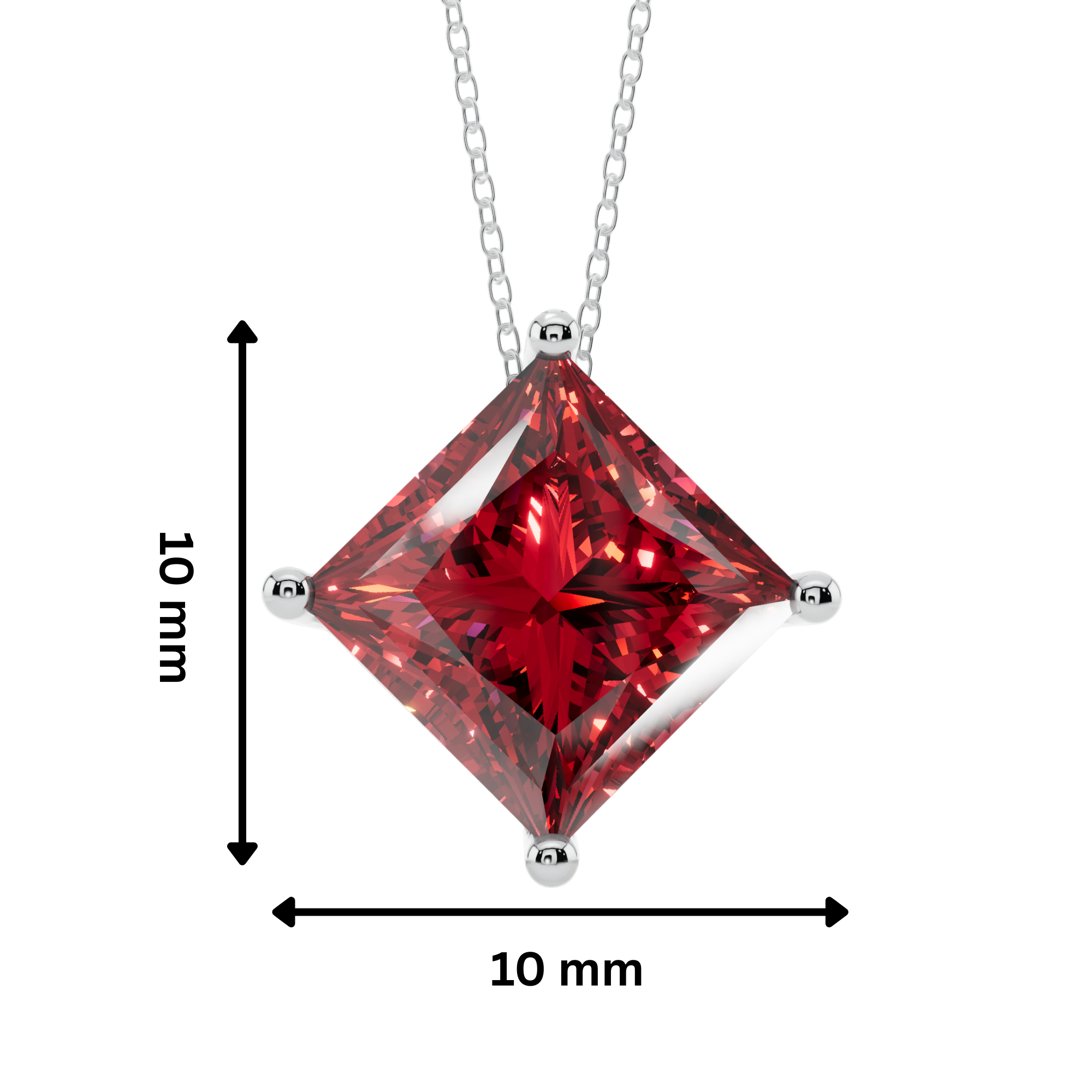Red Princess Solitaire 925 Silver Necklace | Velmé