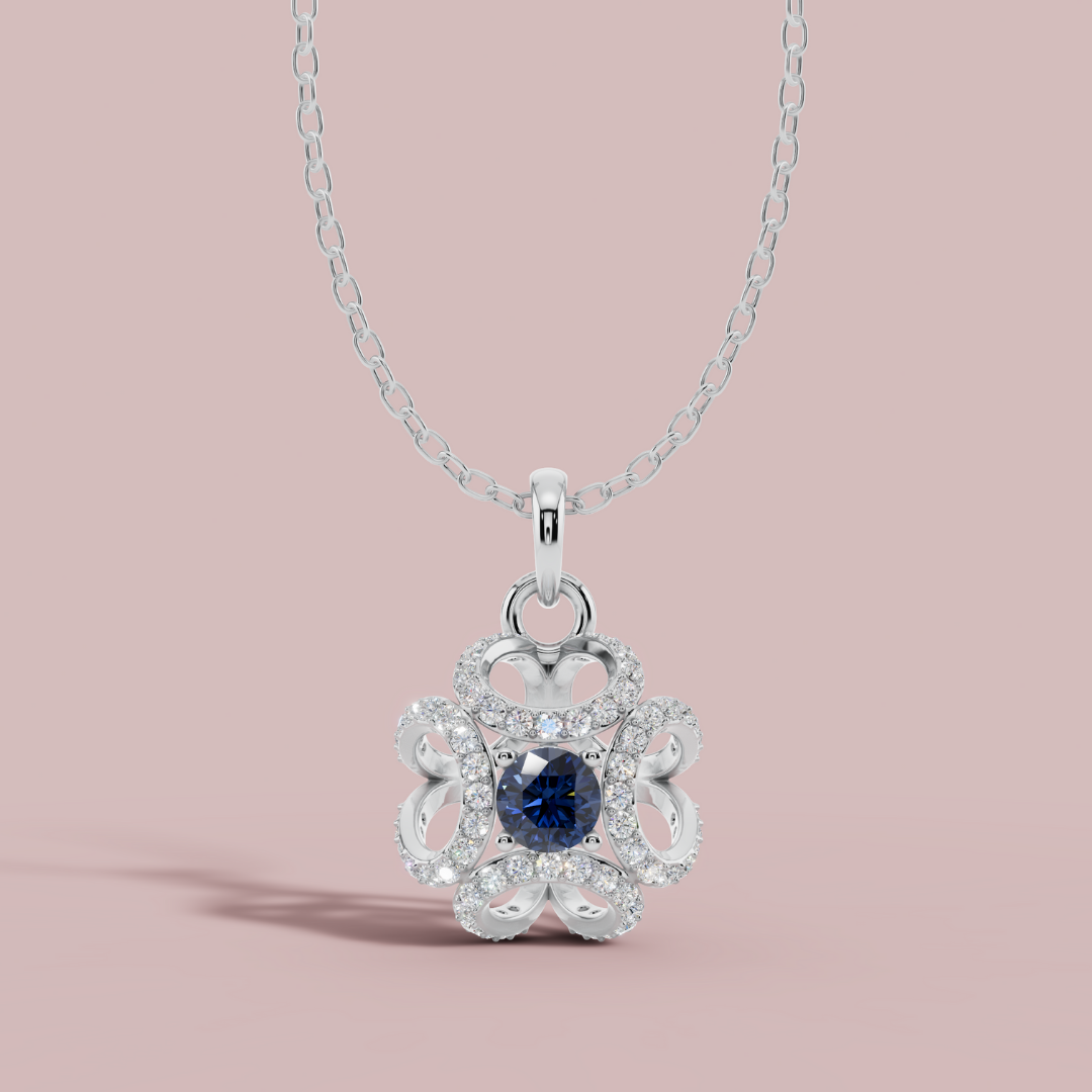 Amara Blue Solitaire 925 Pure Silver Necklace My Store