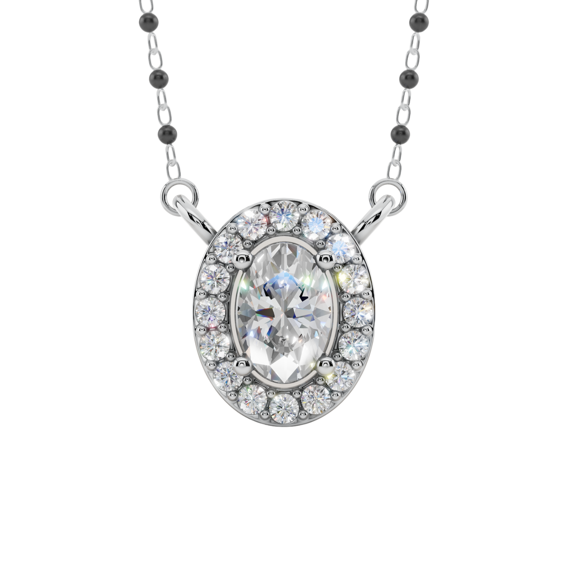 Elara Oval Halo 925 Mangalsutra | Velmé