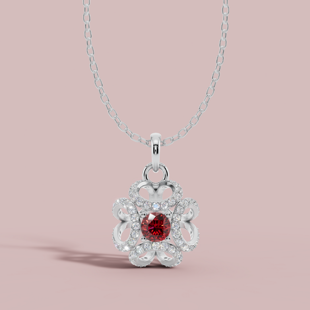 Amara Red Solitaire 925 Pure Silver Necklace My Store
