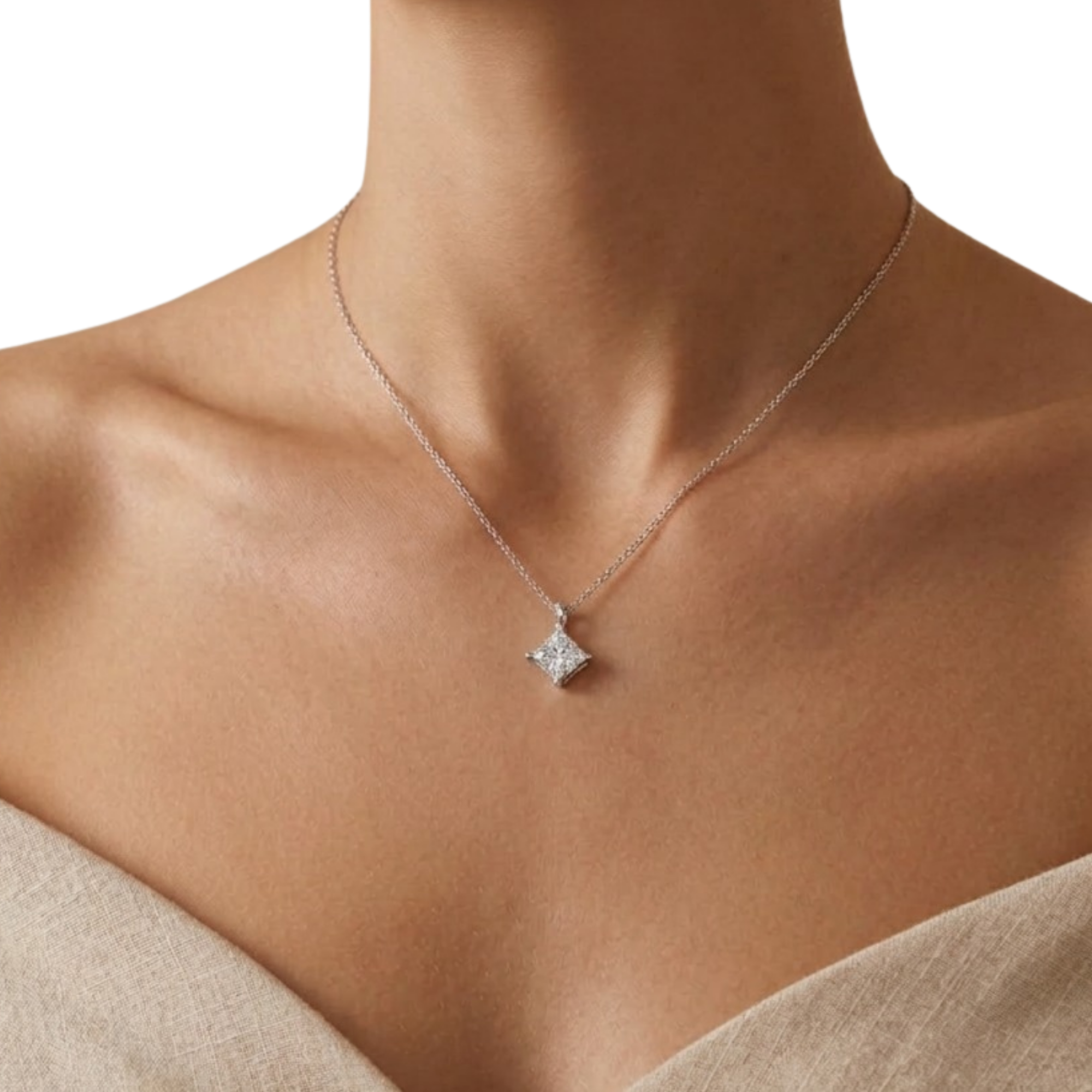 Bold Princess Solitaire 925 Silver Necklace | Velmé