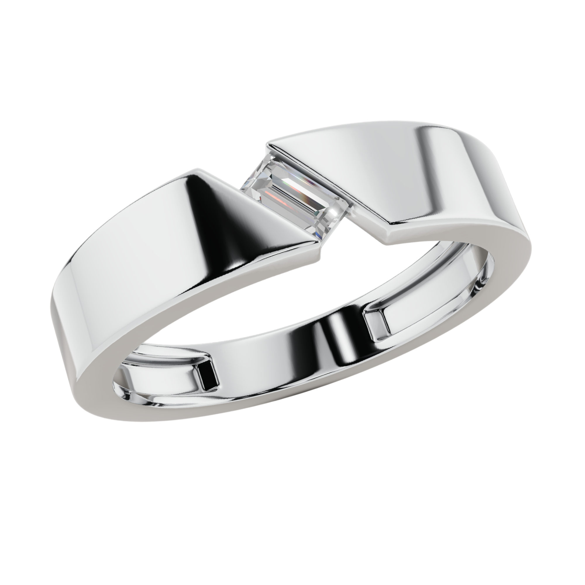 Modern Baguette Cut Men’s 925 Silver Ring | Velmé