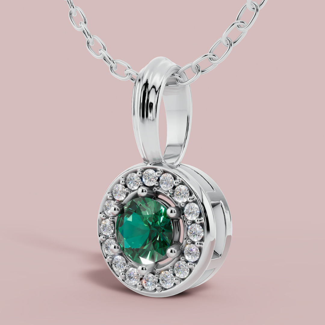 Sanaaz Green Round 925 Pure Silver Necklace My Store