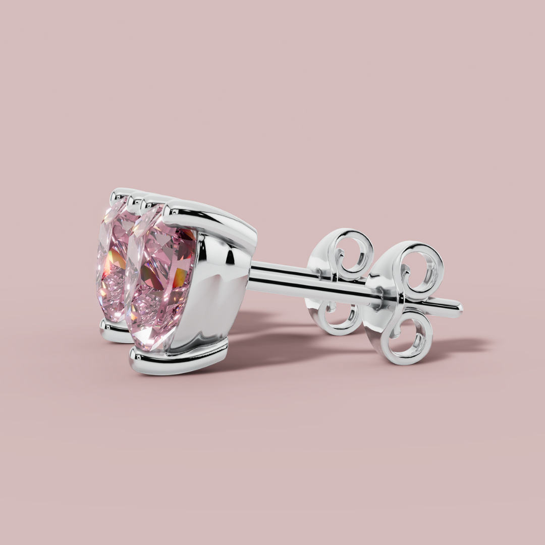 Signature Pink Heart 925 Pure Silver Stud Earrings My Store
