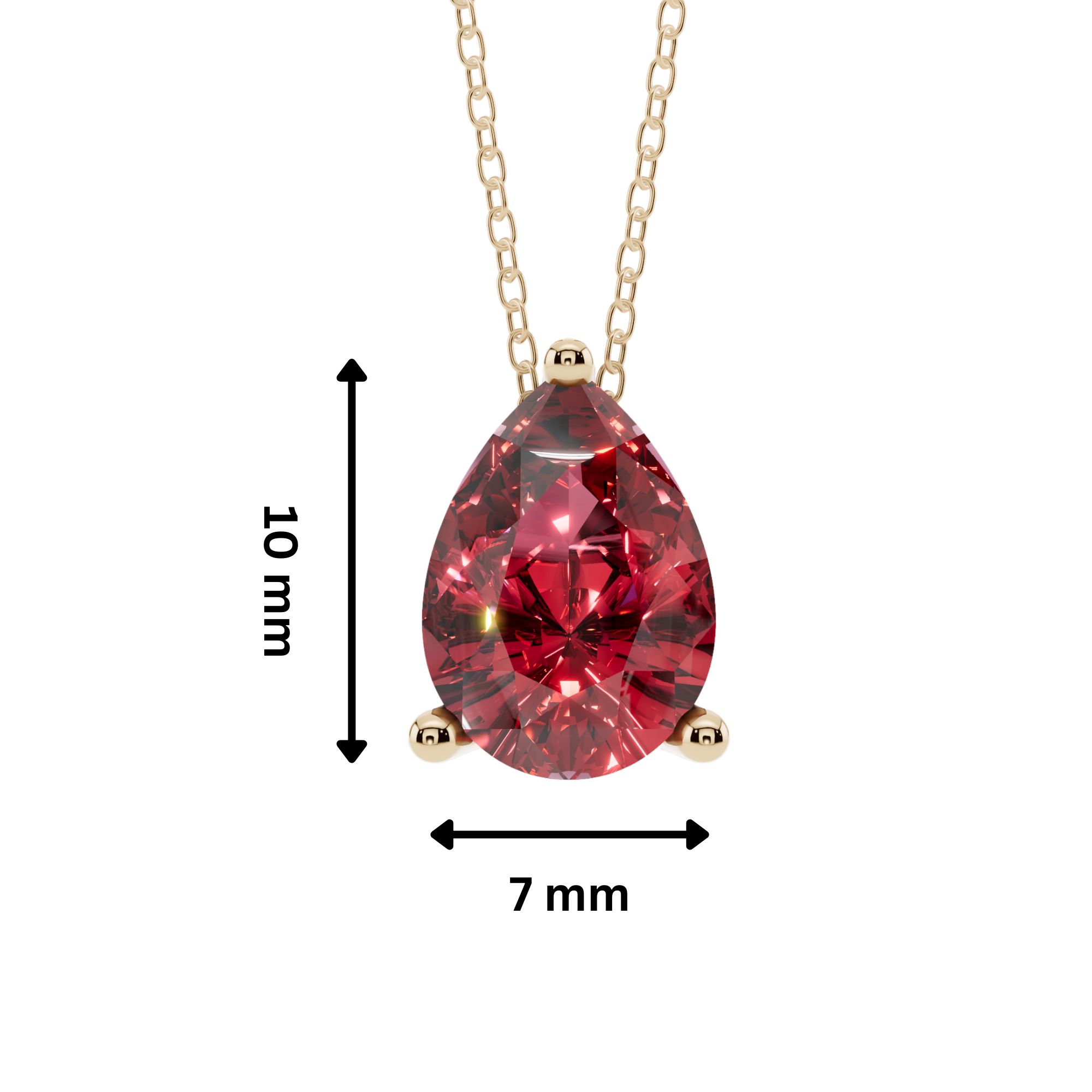 Red Pear Solitaire 925 Silver Necklace | Velmé