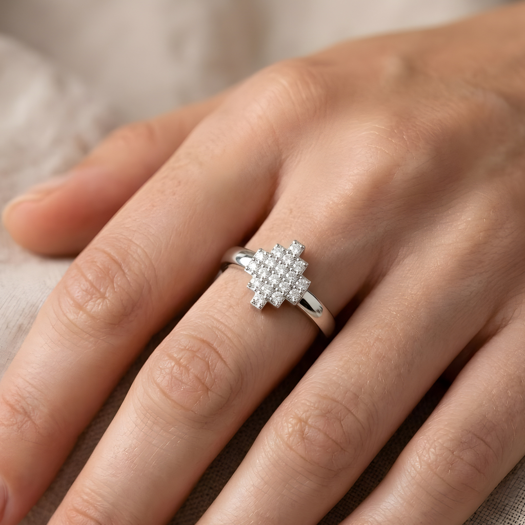 The Mosaic Cross 925 Silver Ring | Velmé