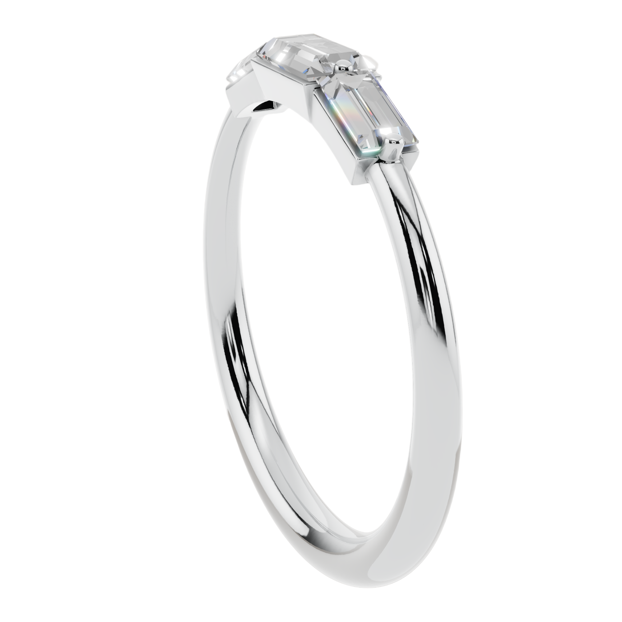 Trinity Baguette Light Ring | 925 Sterling Silver | Velmé