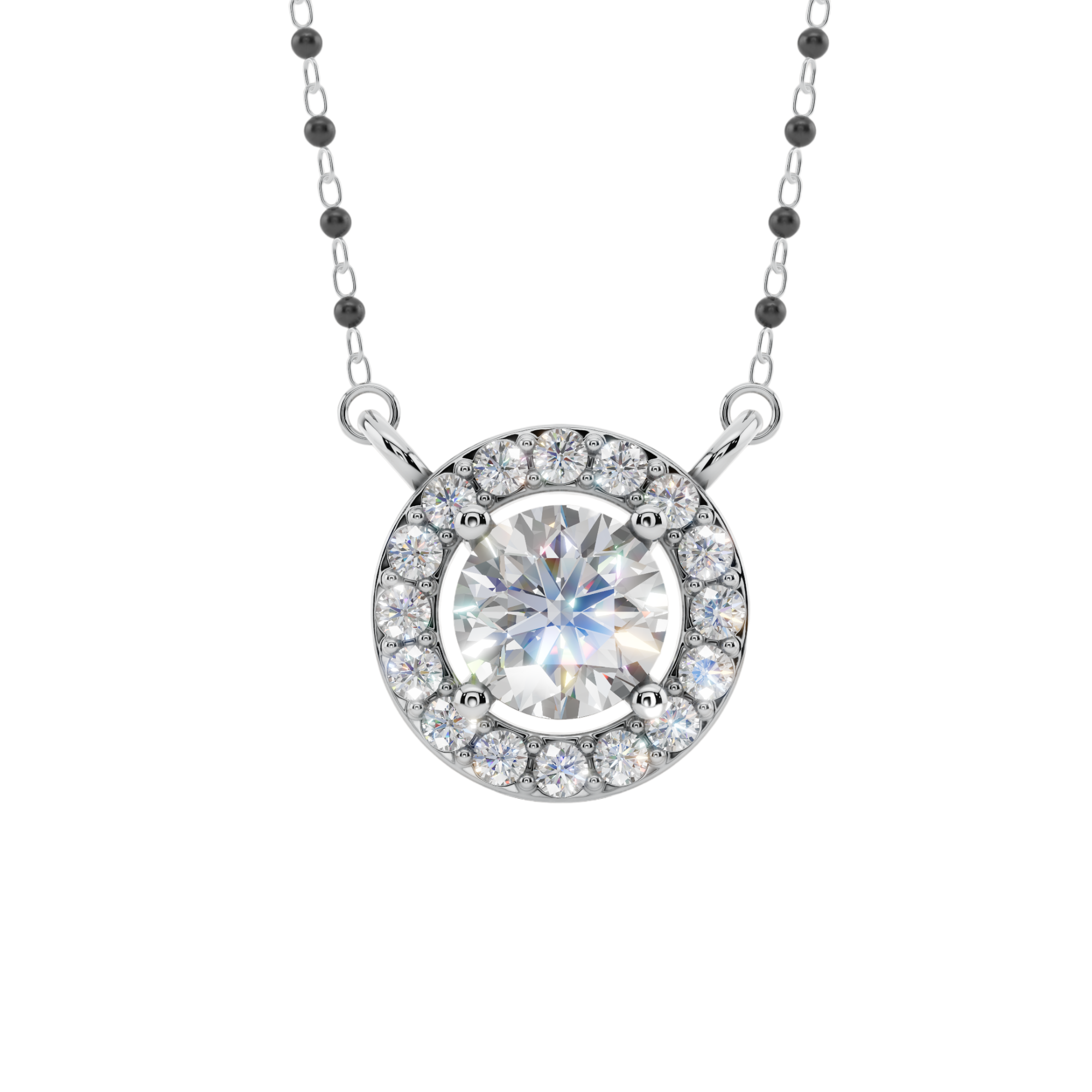 Stella Round Halo 925 Silver Mangalsutra | Velmé