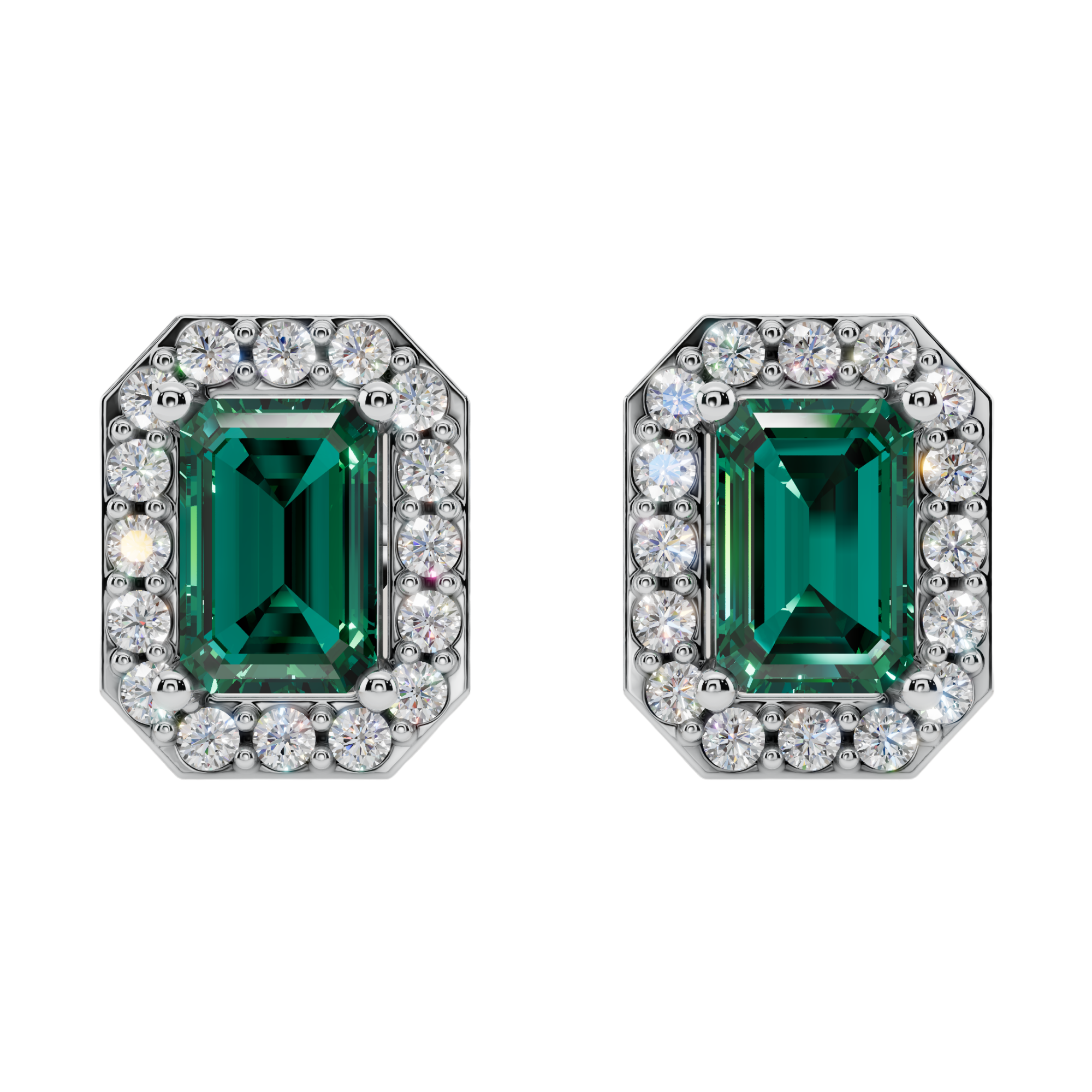 Classic Halo Solitaire Emerald Earrings | Velmé