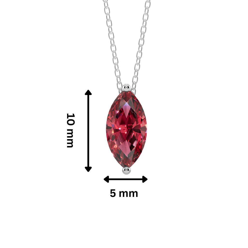 Red Marquise Solitaire 925 Silver Necklace | Velmé