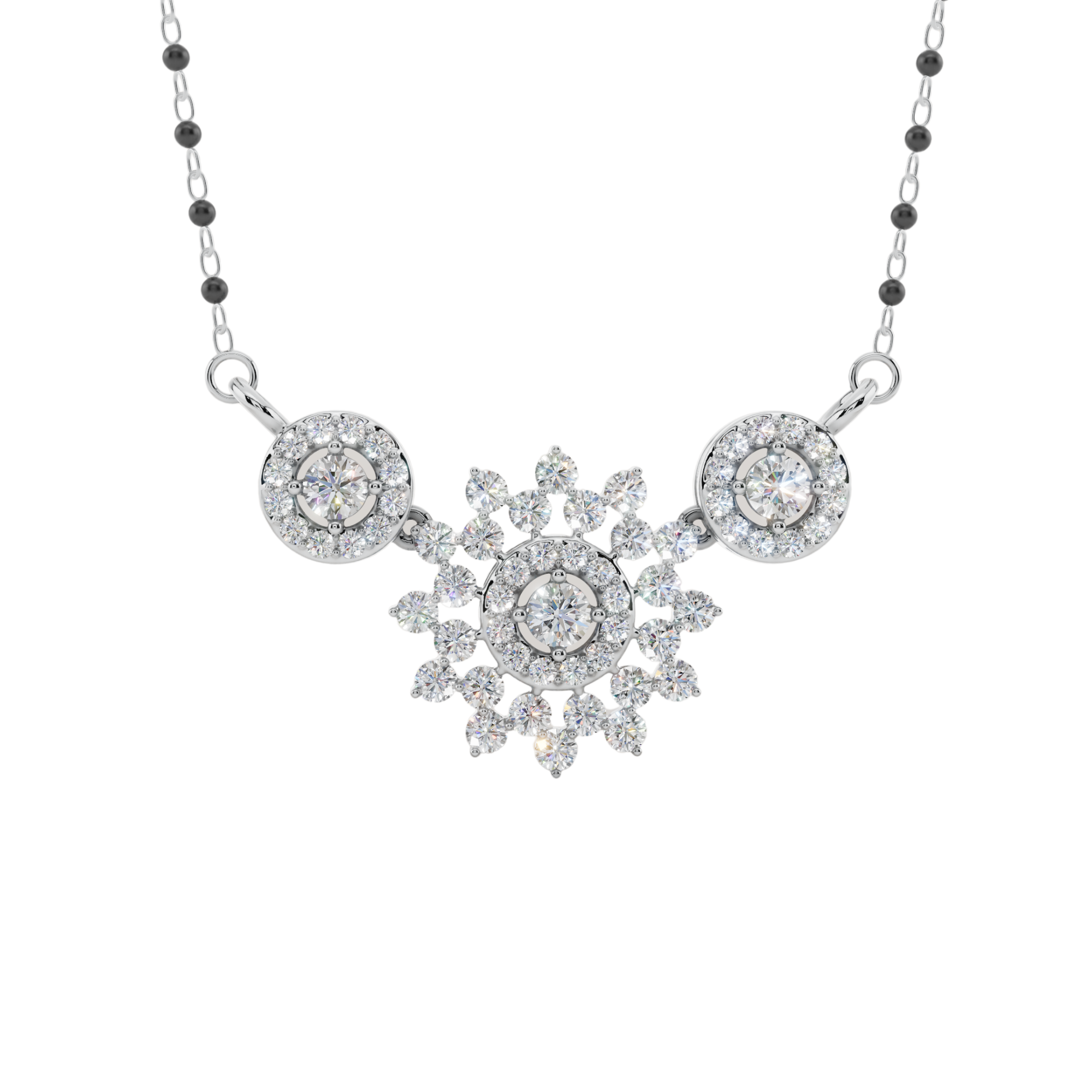 Snowflake Radiance 925 Silver Mangalsutra | Velmé