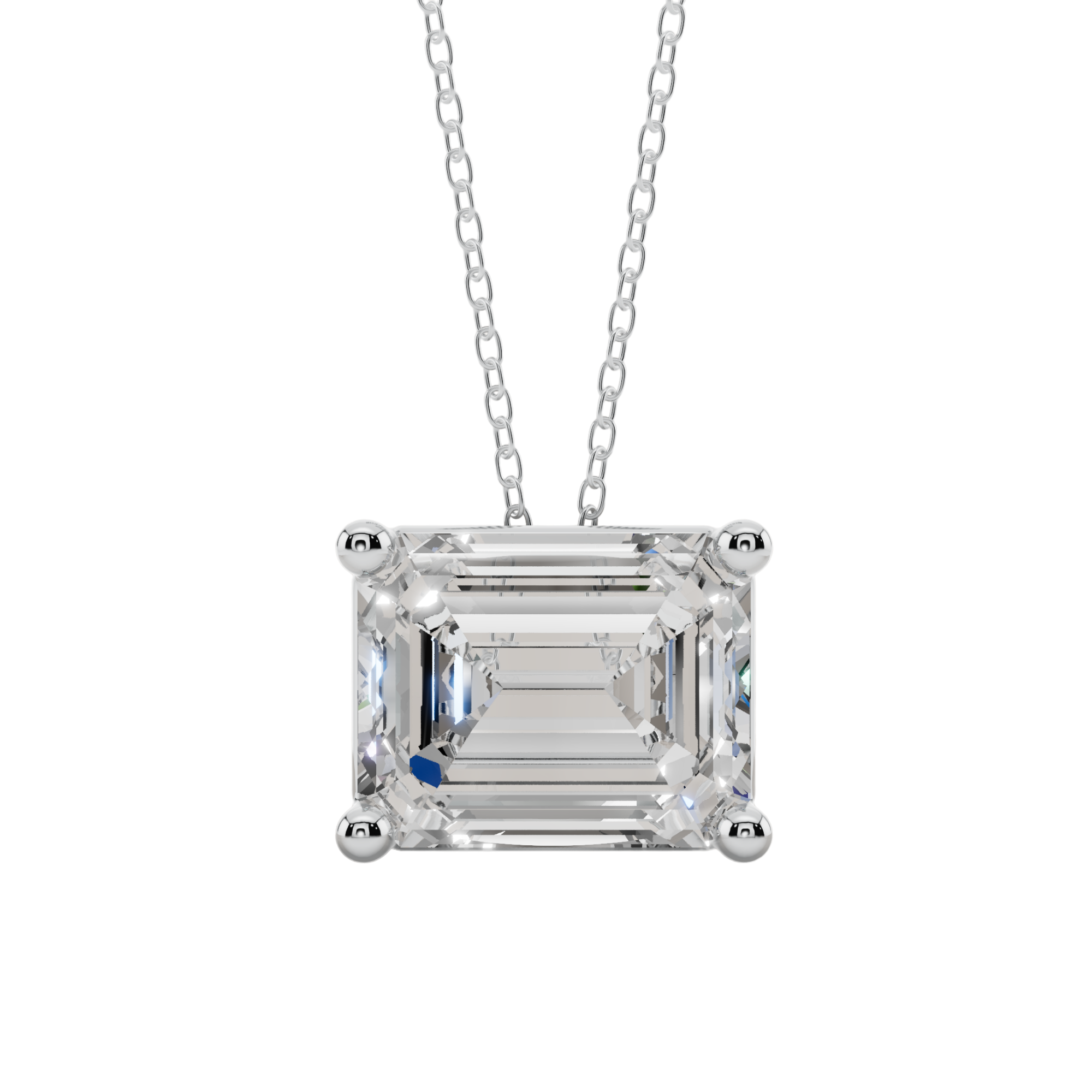 Luxe Emerald-Cut Solitaire 925 Silver Necklace | Velmé