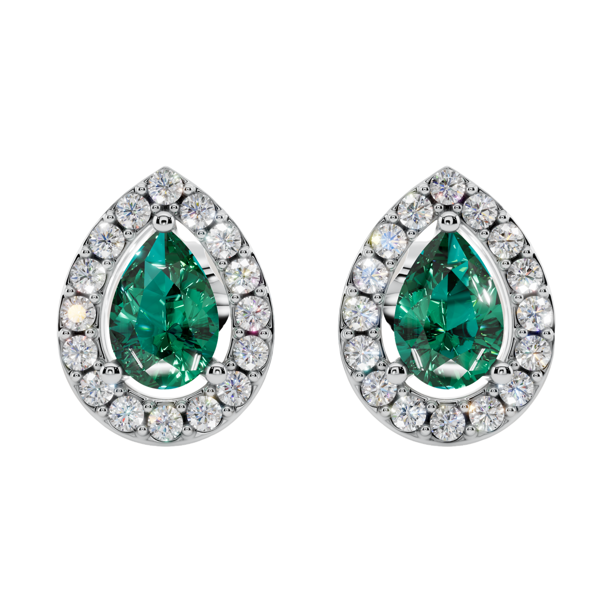Classic Halo Solitaire Pear Earrings | Velmé