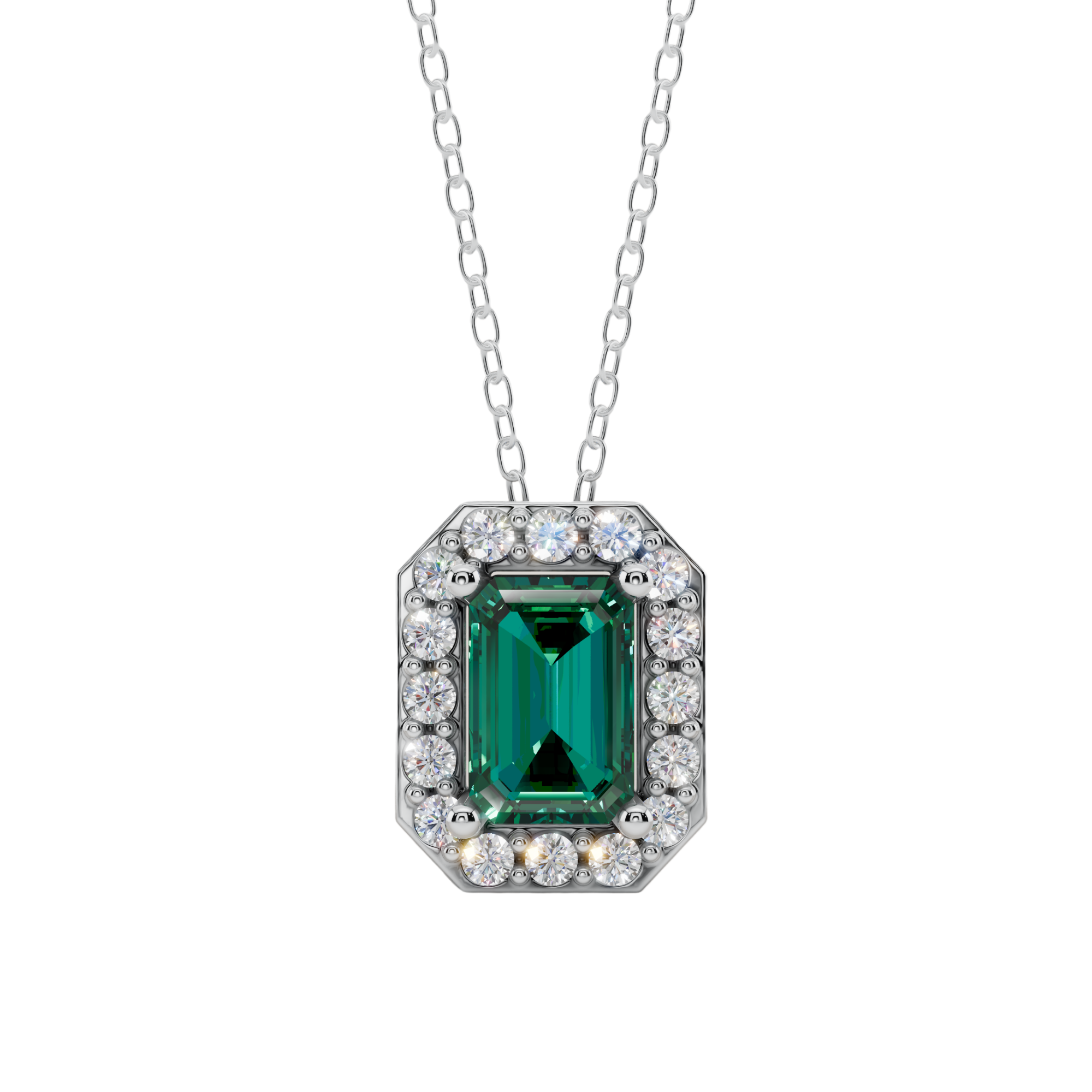 Halo Emerald Pendant Necklace | Velmé