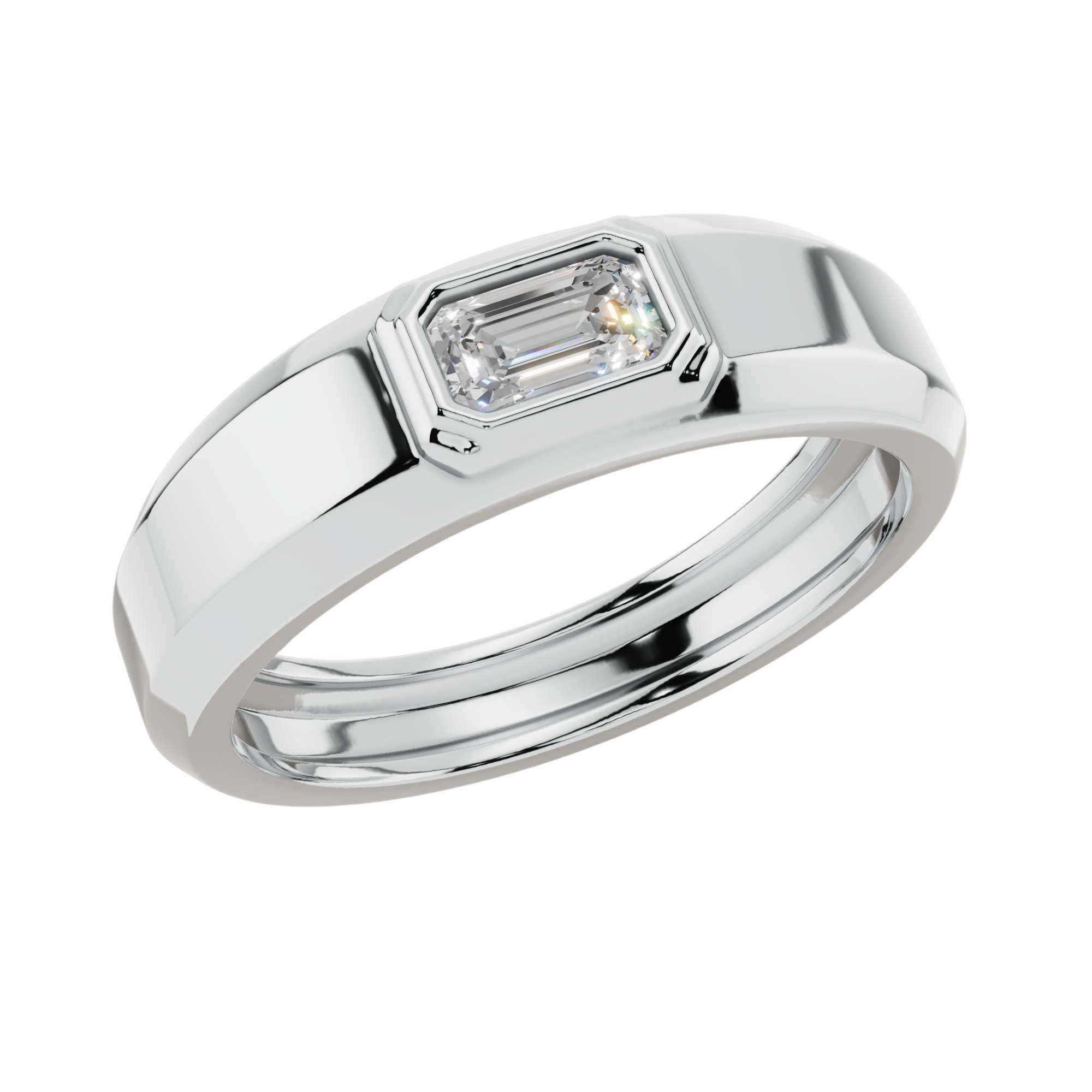 Emerald Cut Solitaire Men’s 925 Silver Ring | Velmé