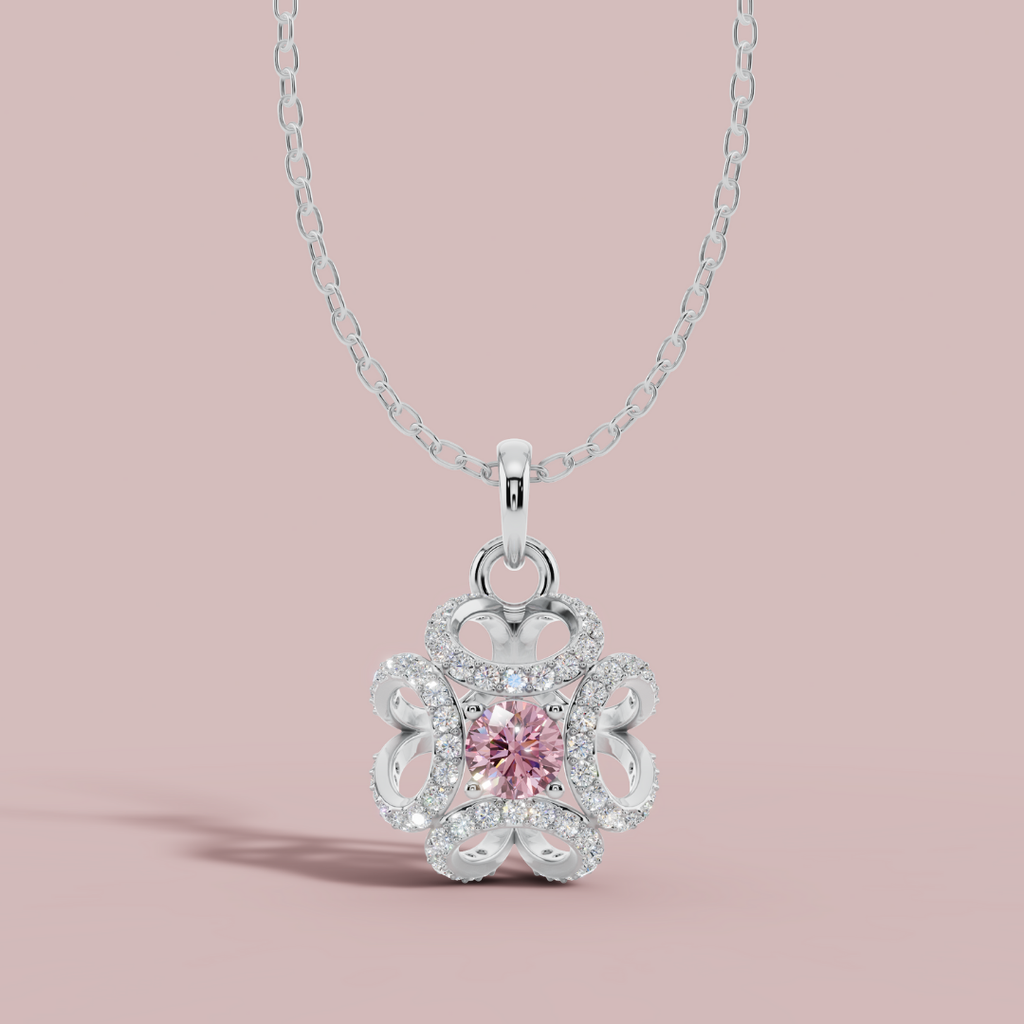 Amara Pink Solitaire 925 Pure Silver Necklace My Store